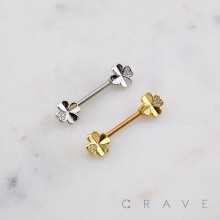 MULTI CZ HEART CLOVER 316L SURGICAL STEEL NIPPLE RING